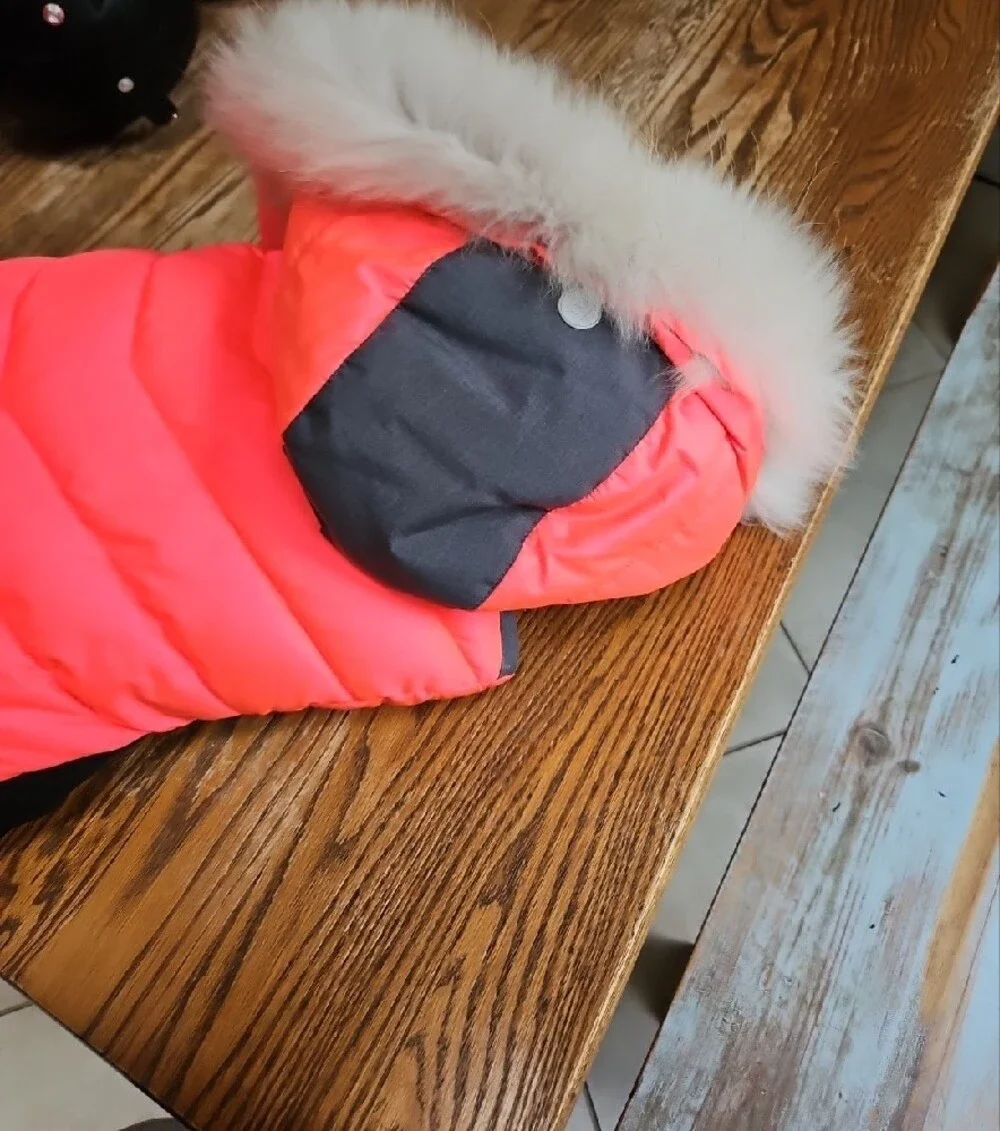 Girl's Hot Pink & Black/Gray Quilted Puffer Jacket with Fur-Trim Removable Hood